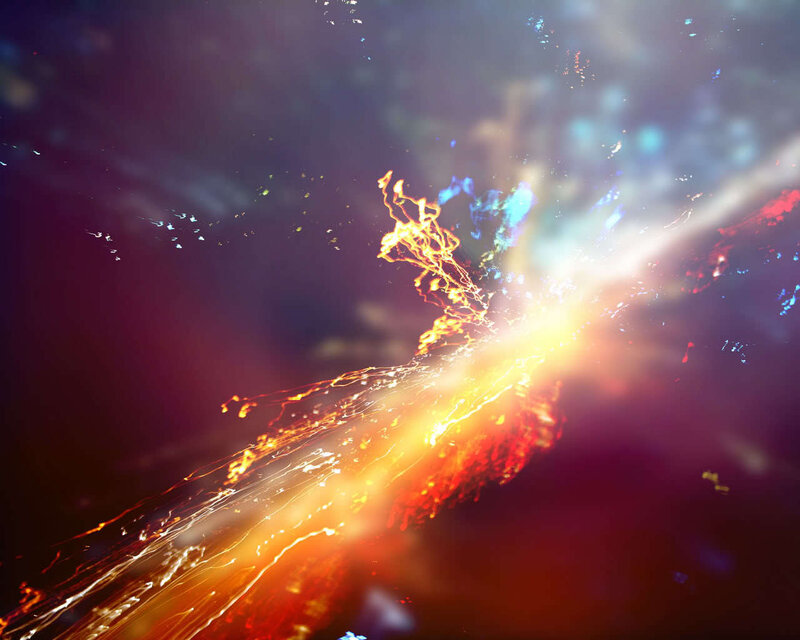 Explosion of Light and Energy — Orange, Dramatic, Digital Art, Fire