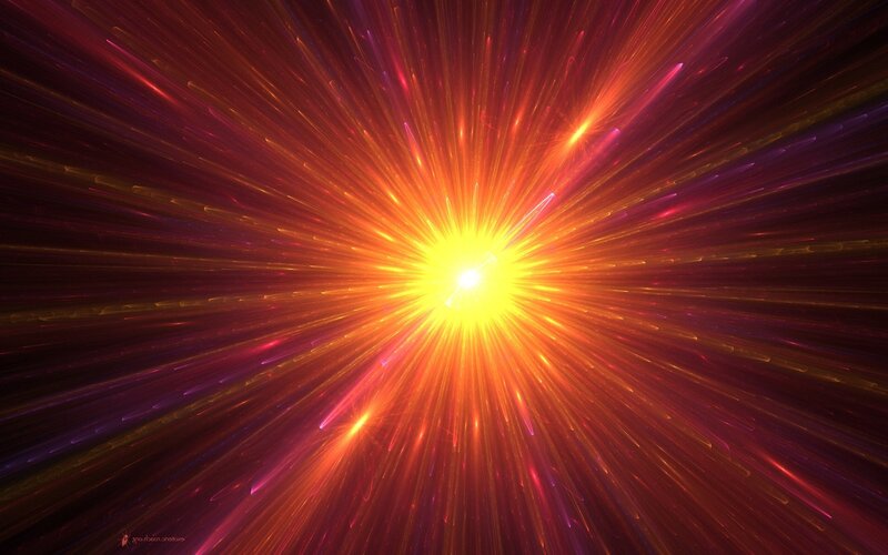 Explosion of Light Rays — Yellow, Dramatic, Digital Art, Center