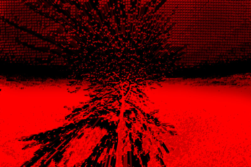 Explosion of Red Cubes