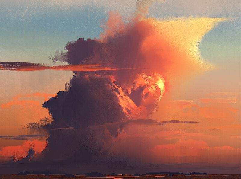 Explosion over Landscape — Orange
