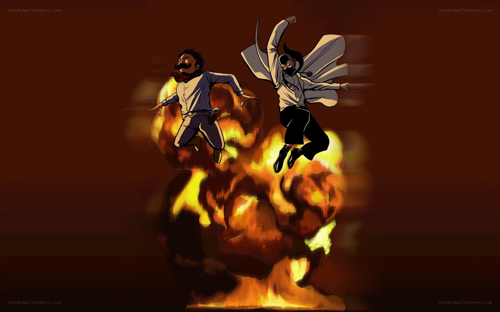 explosion with two characters