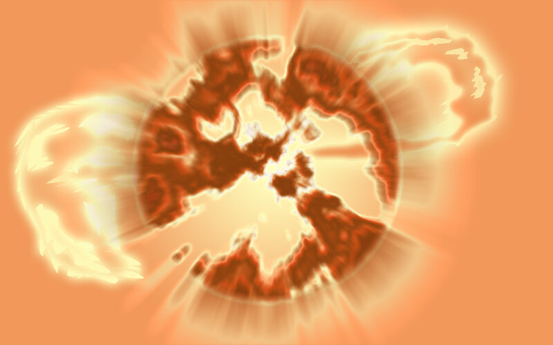 Explosive Energy Burst — Orange, Dramatic, Digital Art