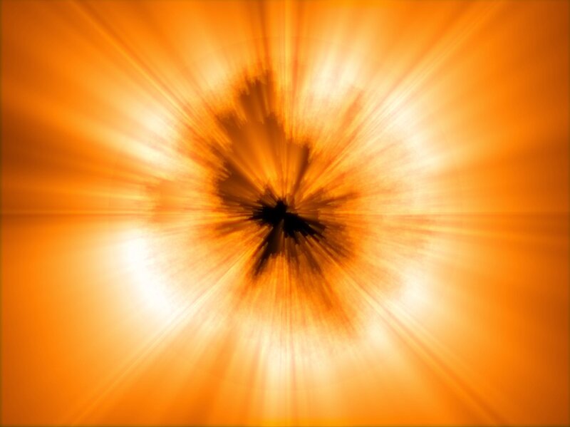 explosive orange light burst