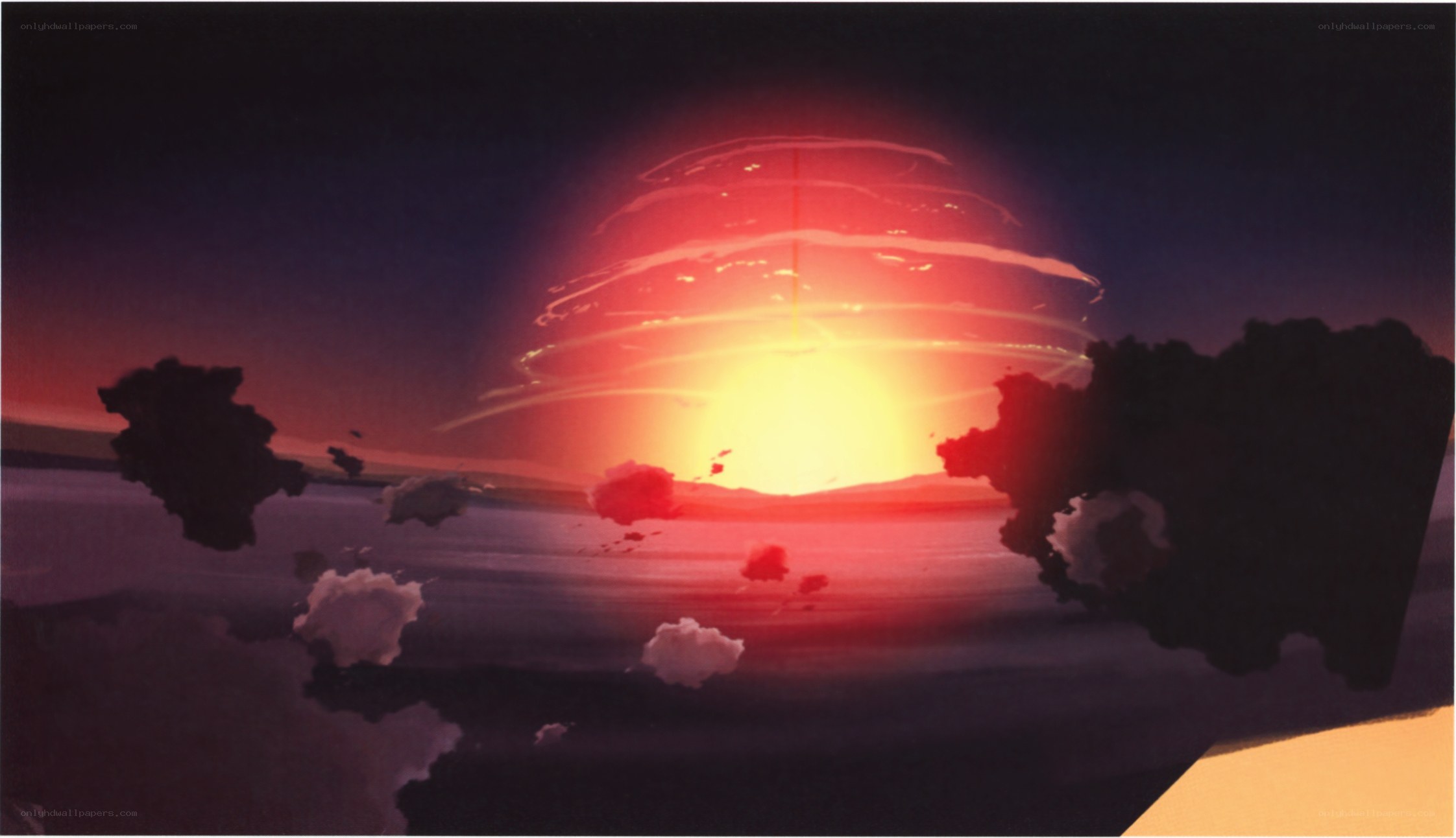 Explosive sunset over water