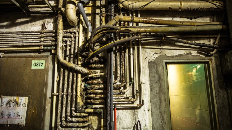 Exposed Pipes and Wiring