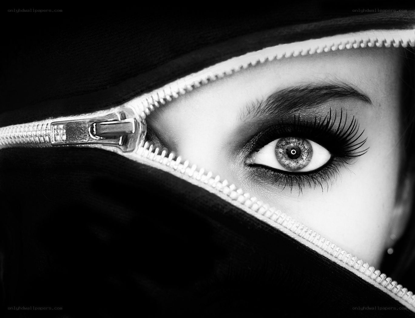 eye behind a zipper