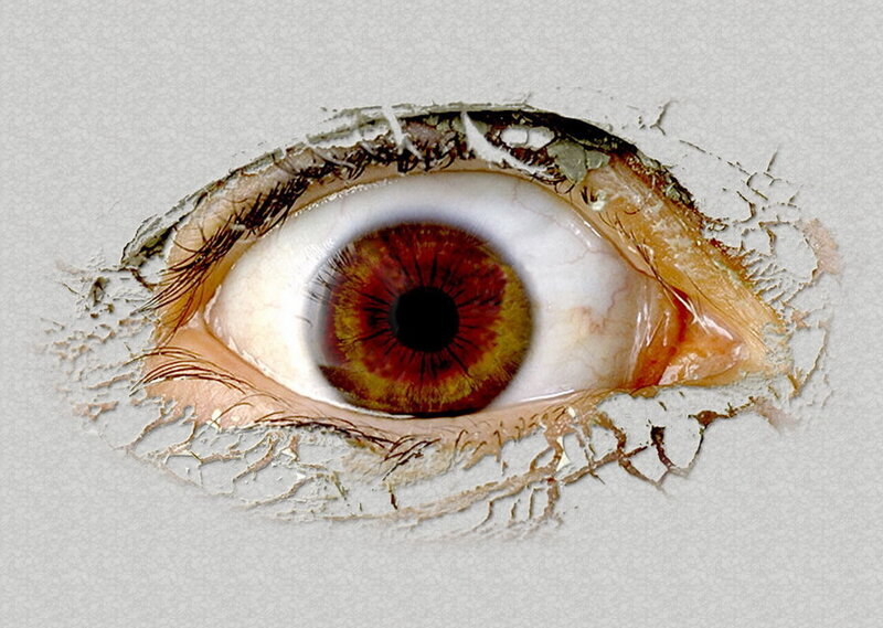 eye breaking through surface