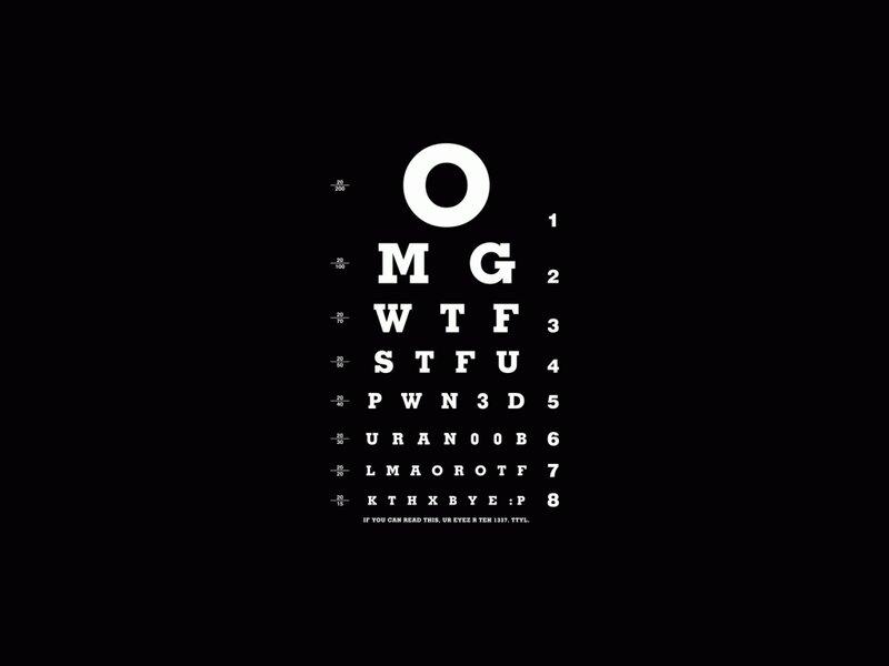 eye chart with humorous text