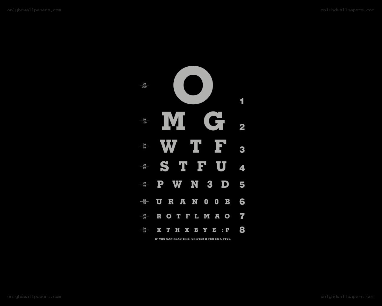 Eye chart with joke text