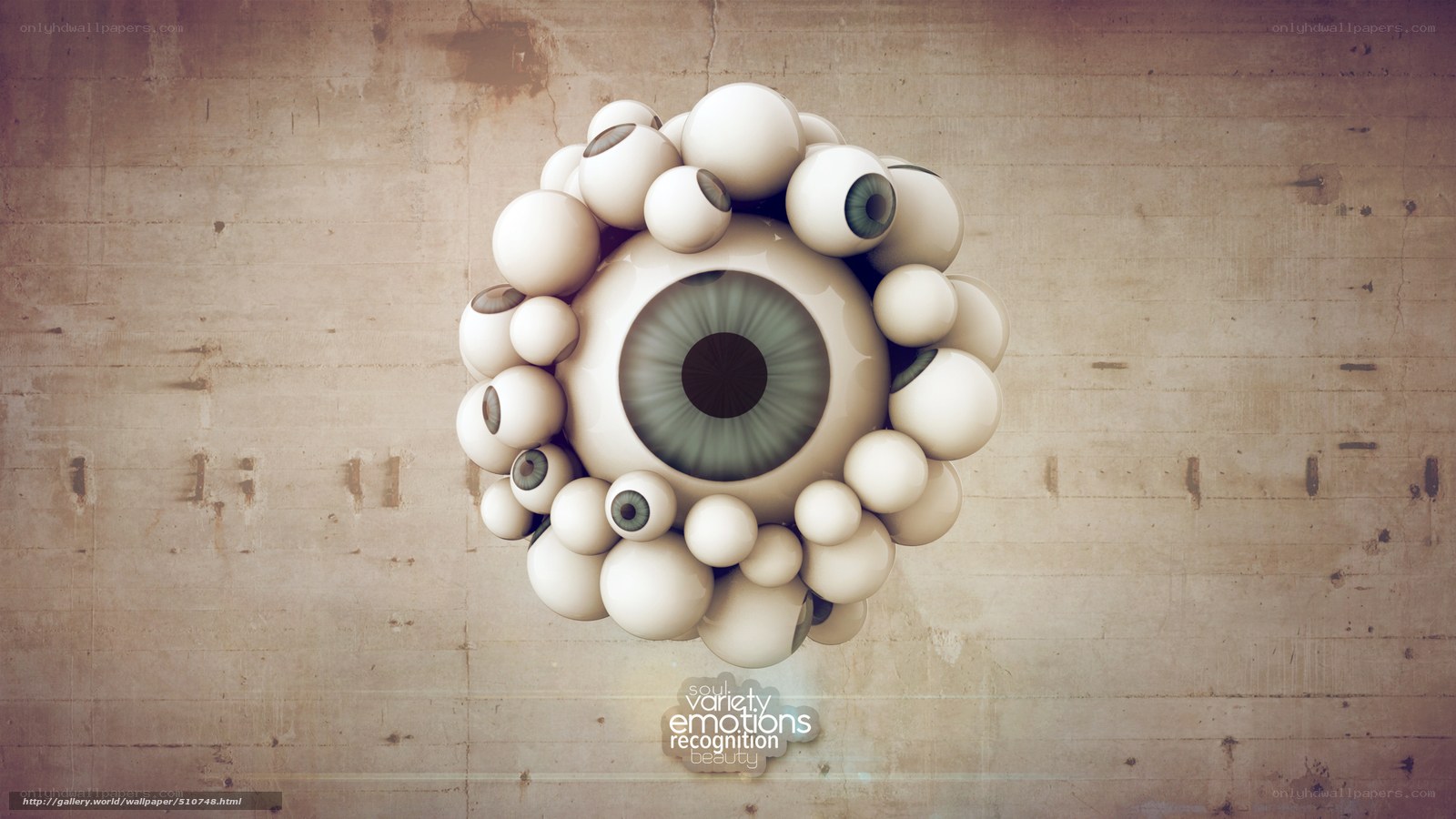 Eye cluster on concrete wall