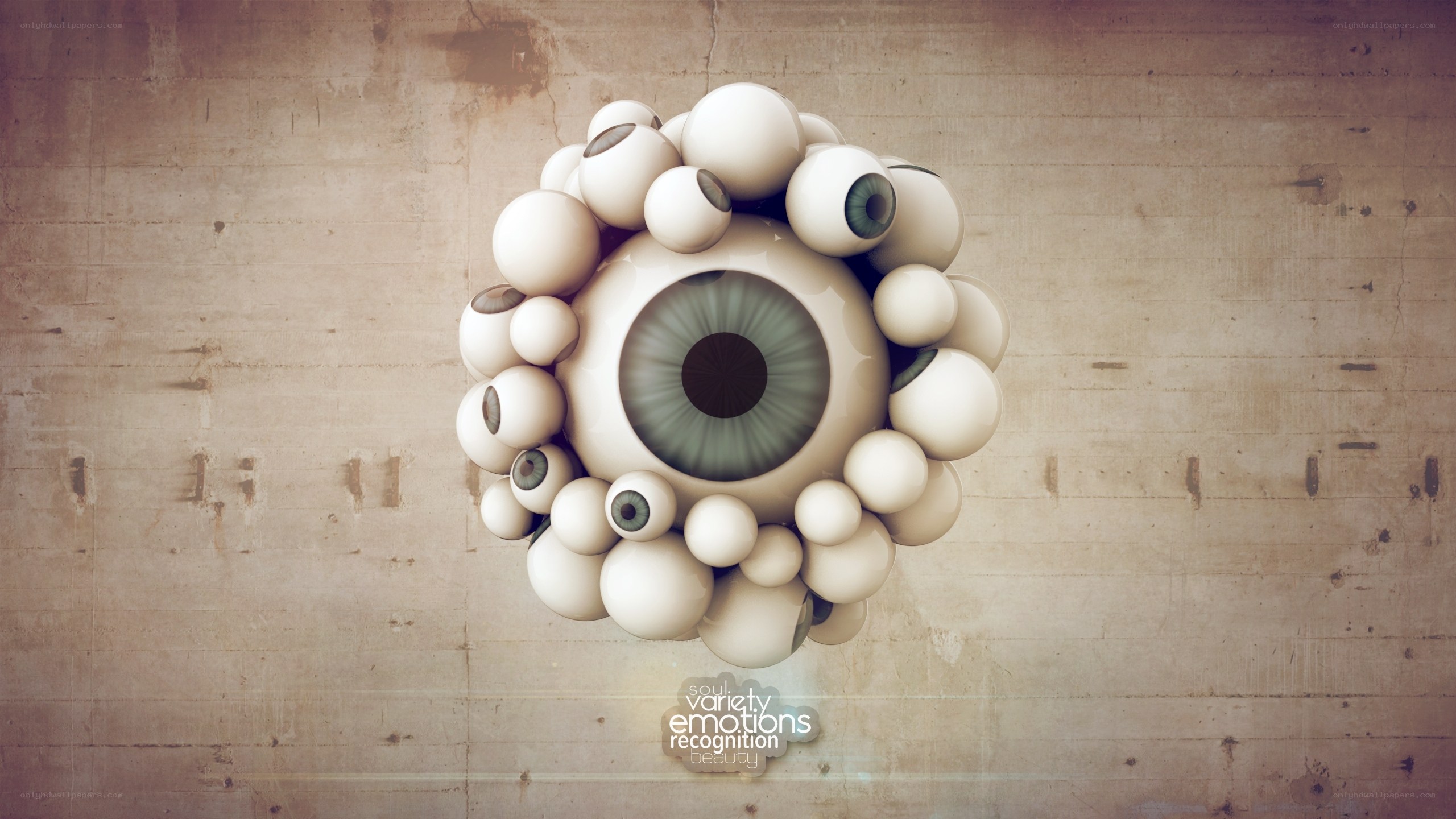 Eye cluster on concrete wall