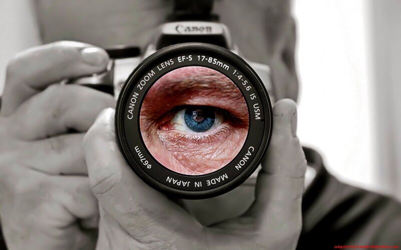 eye in camera lens