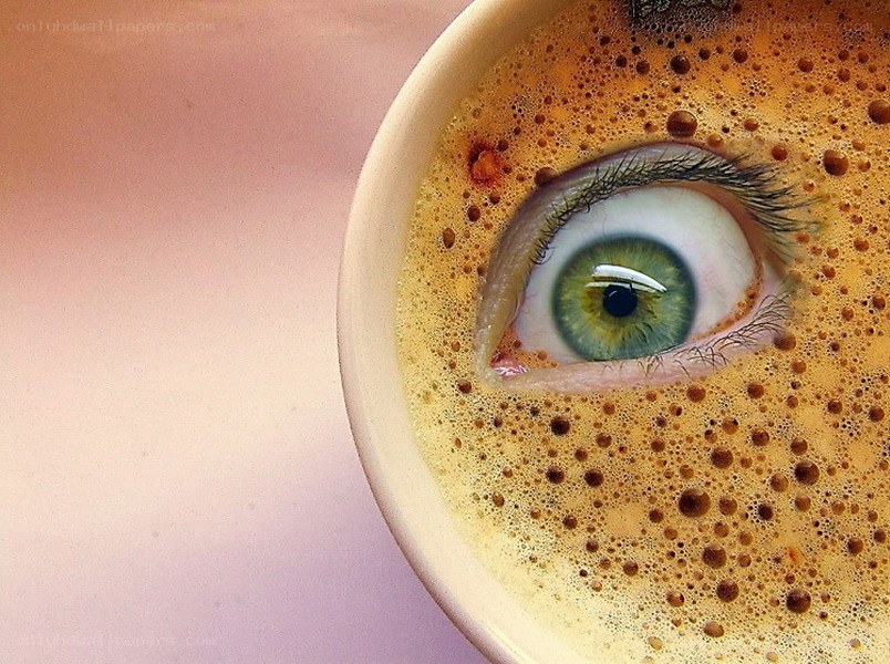eye in coffee foam