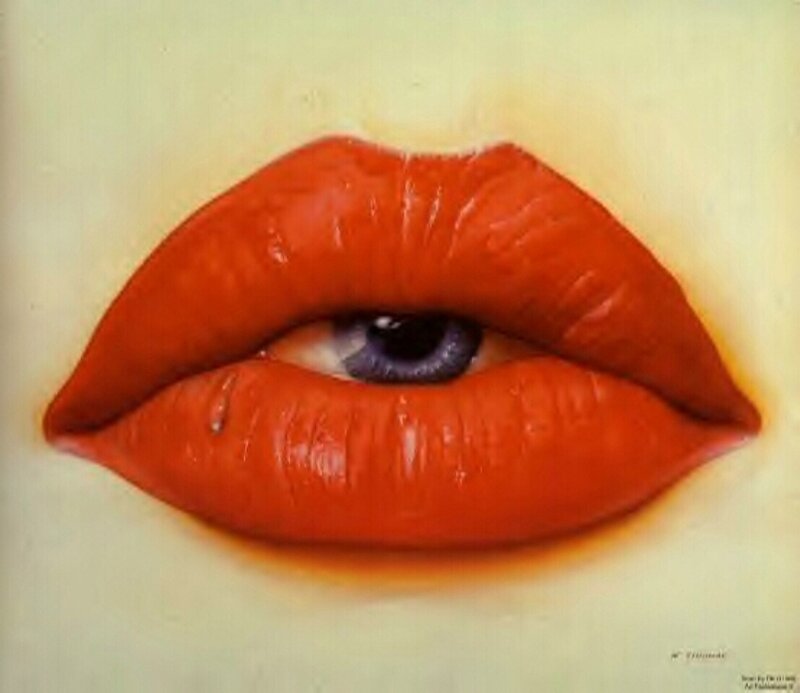 eye in red lips