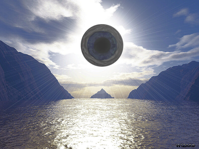 Eye of the sun over sea
