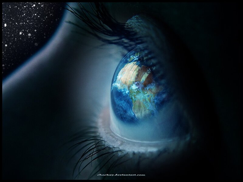 Eye Reflecting Earth — Blue, Dramatic