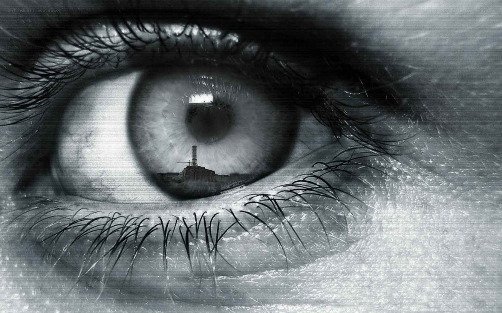 Eye reflecting nuclear plant