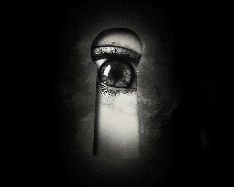 Eye Seen Through Keyhole — Black