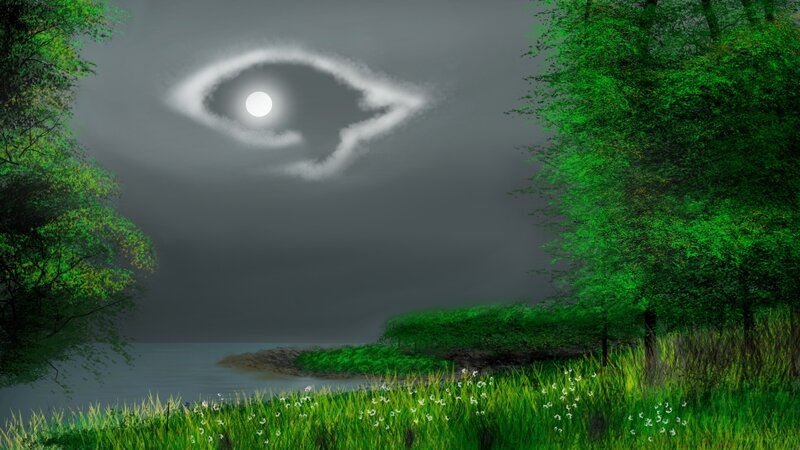 Eye-shaped Cloud over Lake