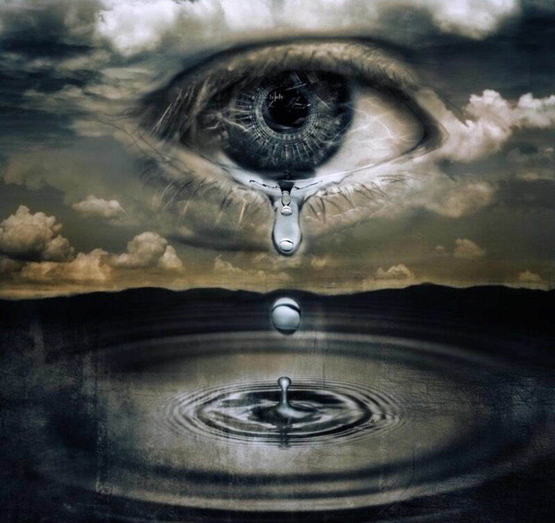 Eye Shedding a Tear — Gray