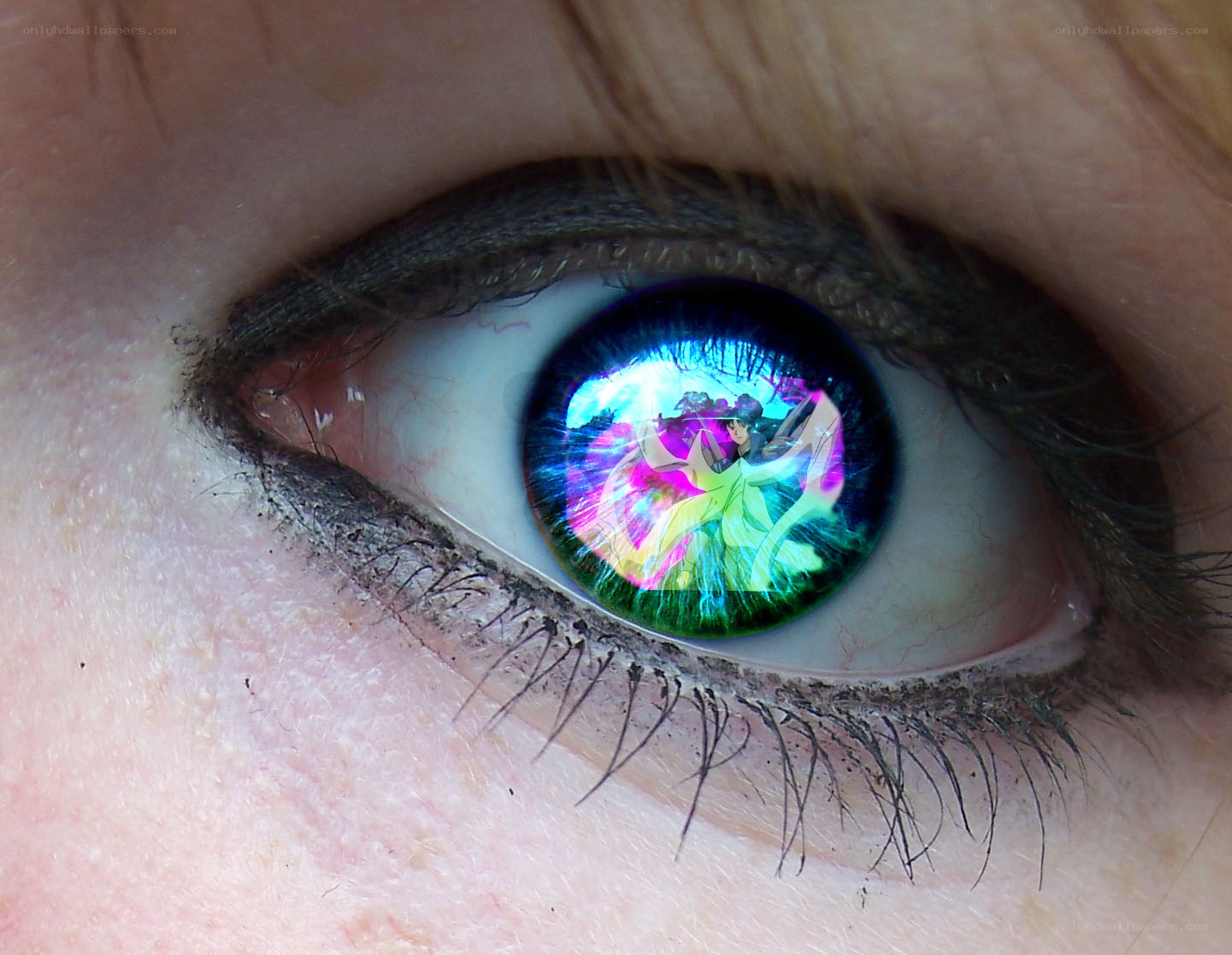 eye with anime reflection