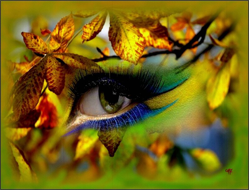 Eye with Autumn Leaves — Yellow, Dramatic