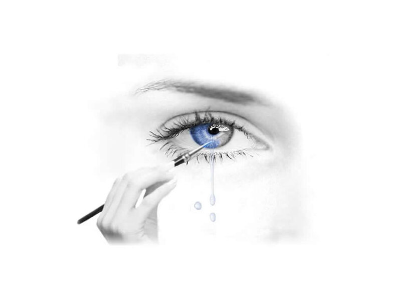 eye with blue tear