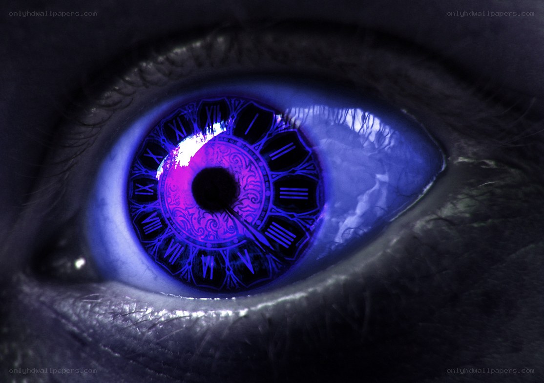 eye with clock in pupil