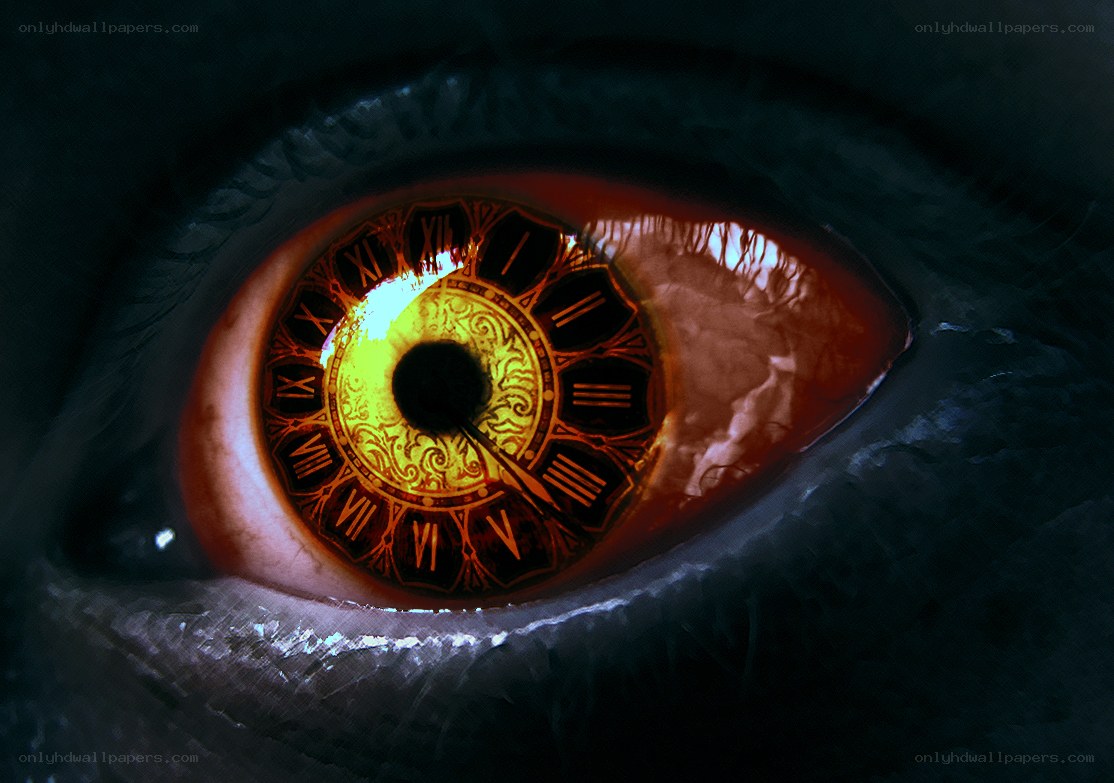 eye with clock in pupil
