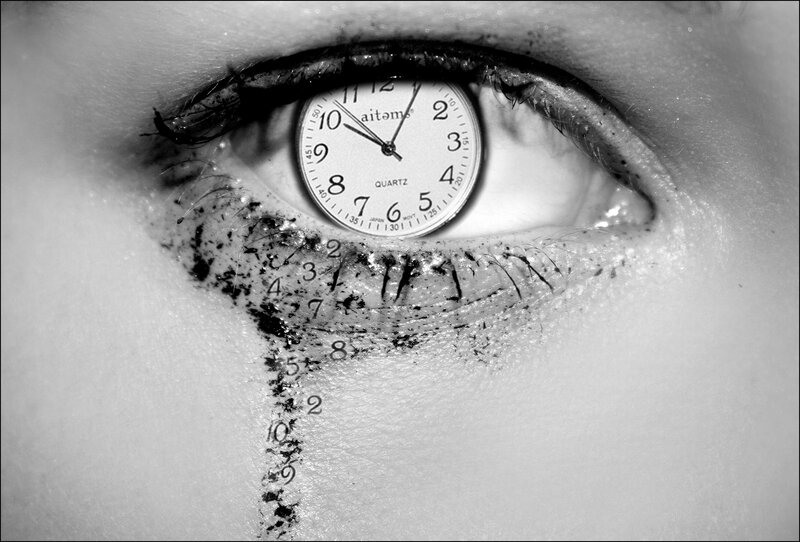eye with clock in pupil