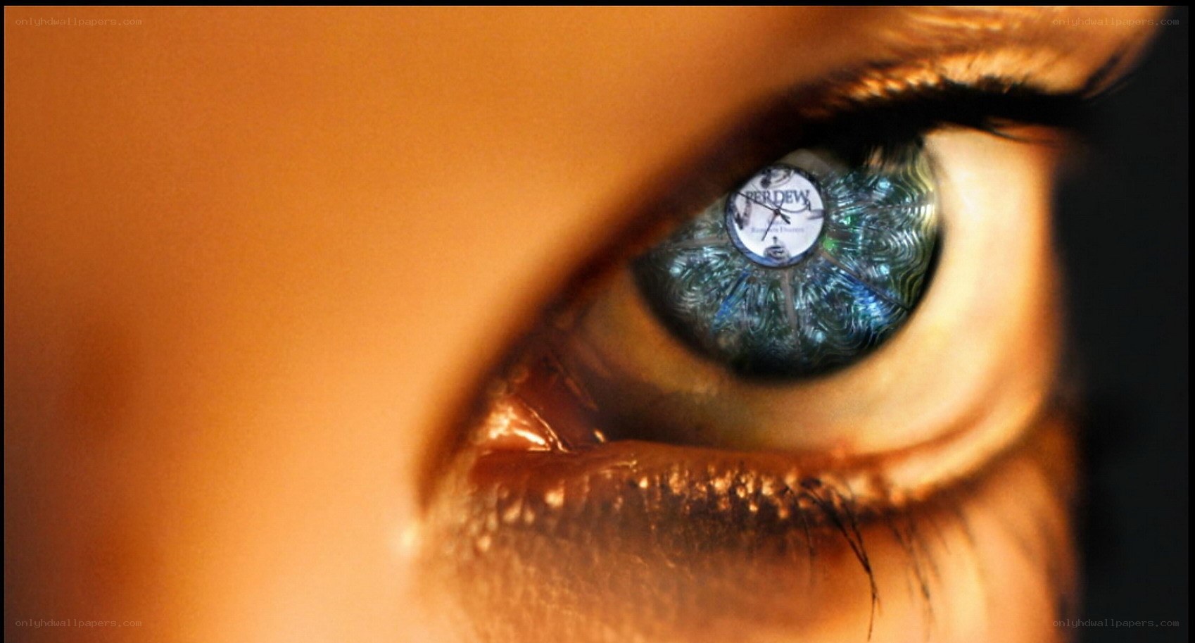 eye with clock reflection