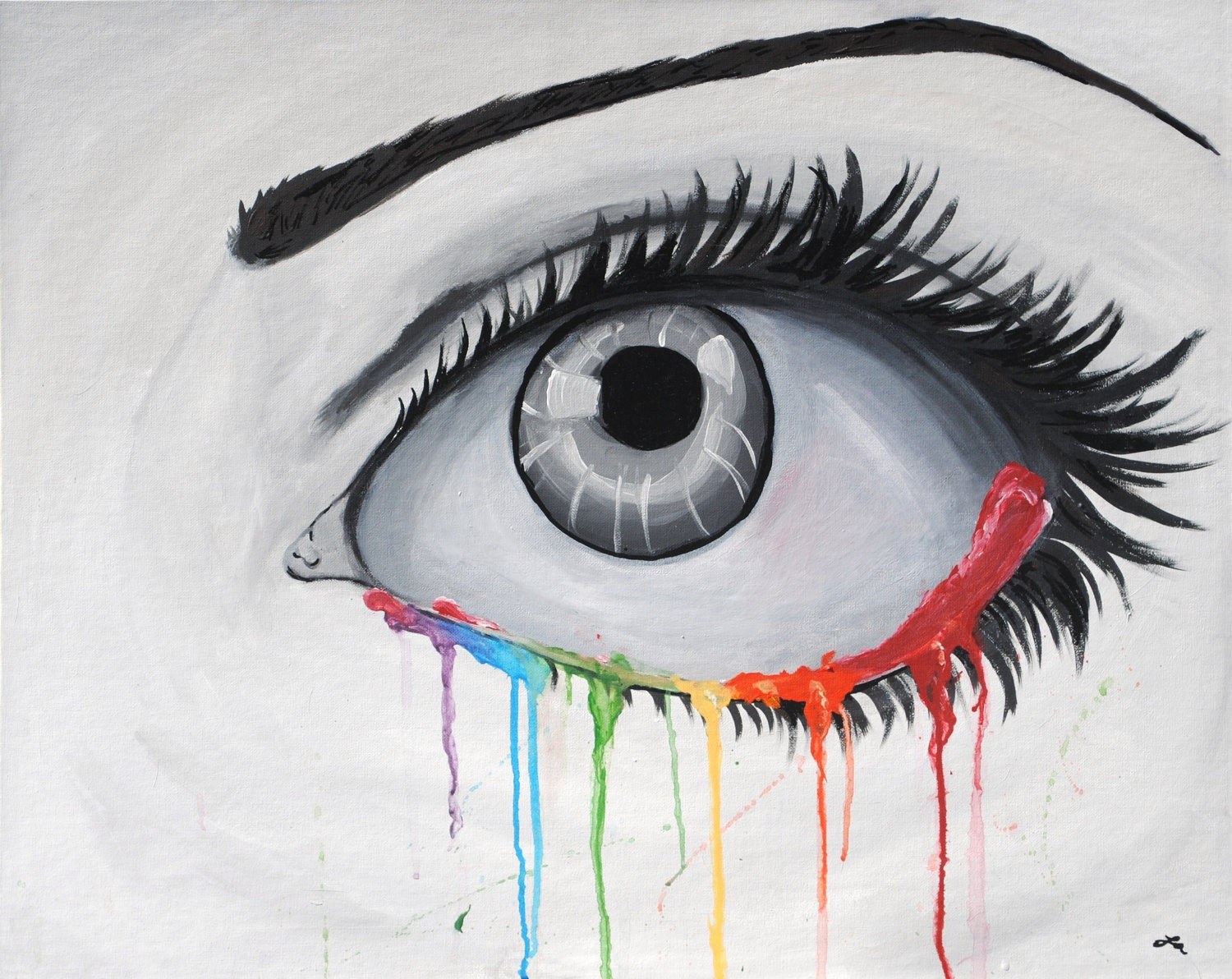 eye with colorful tears