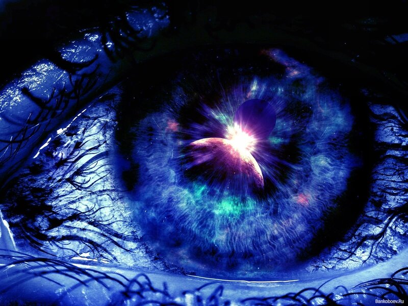 Eye with cosmic galaxy