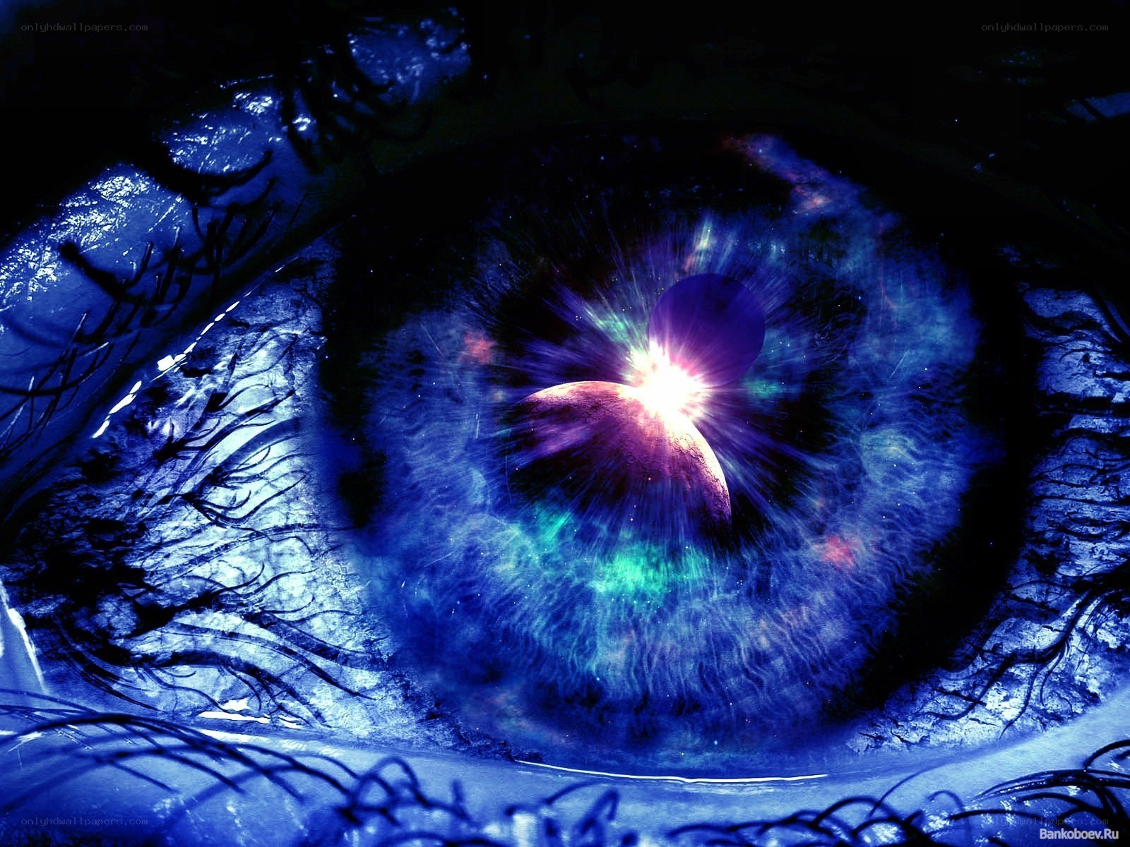 Eye with cosmic galaxy