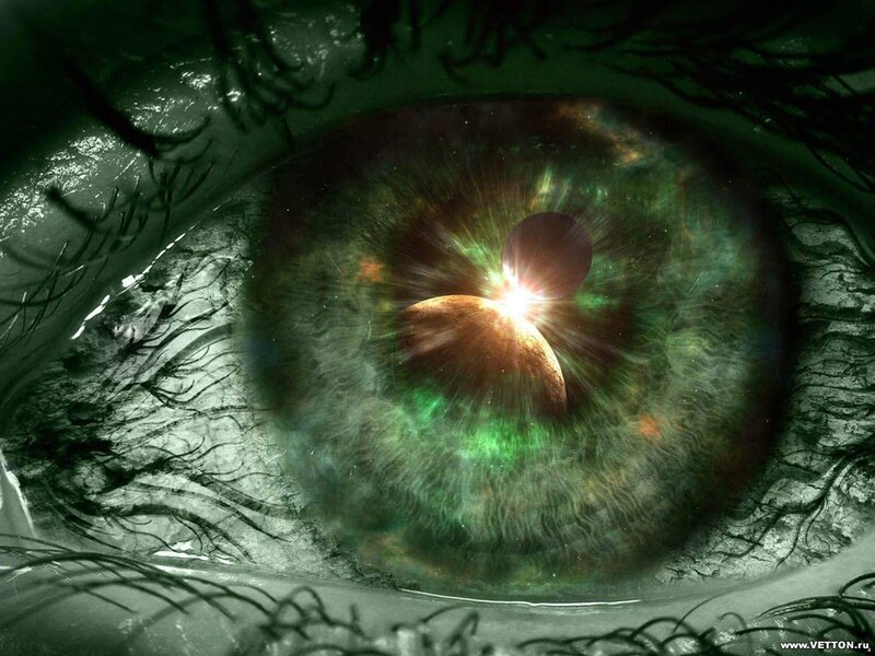 Eye with cosmic universe