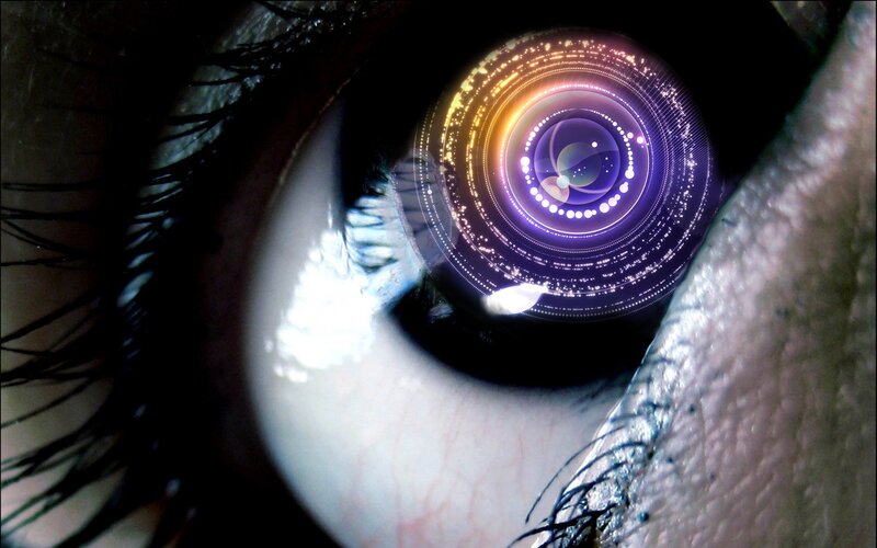 eye with digital lens effect