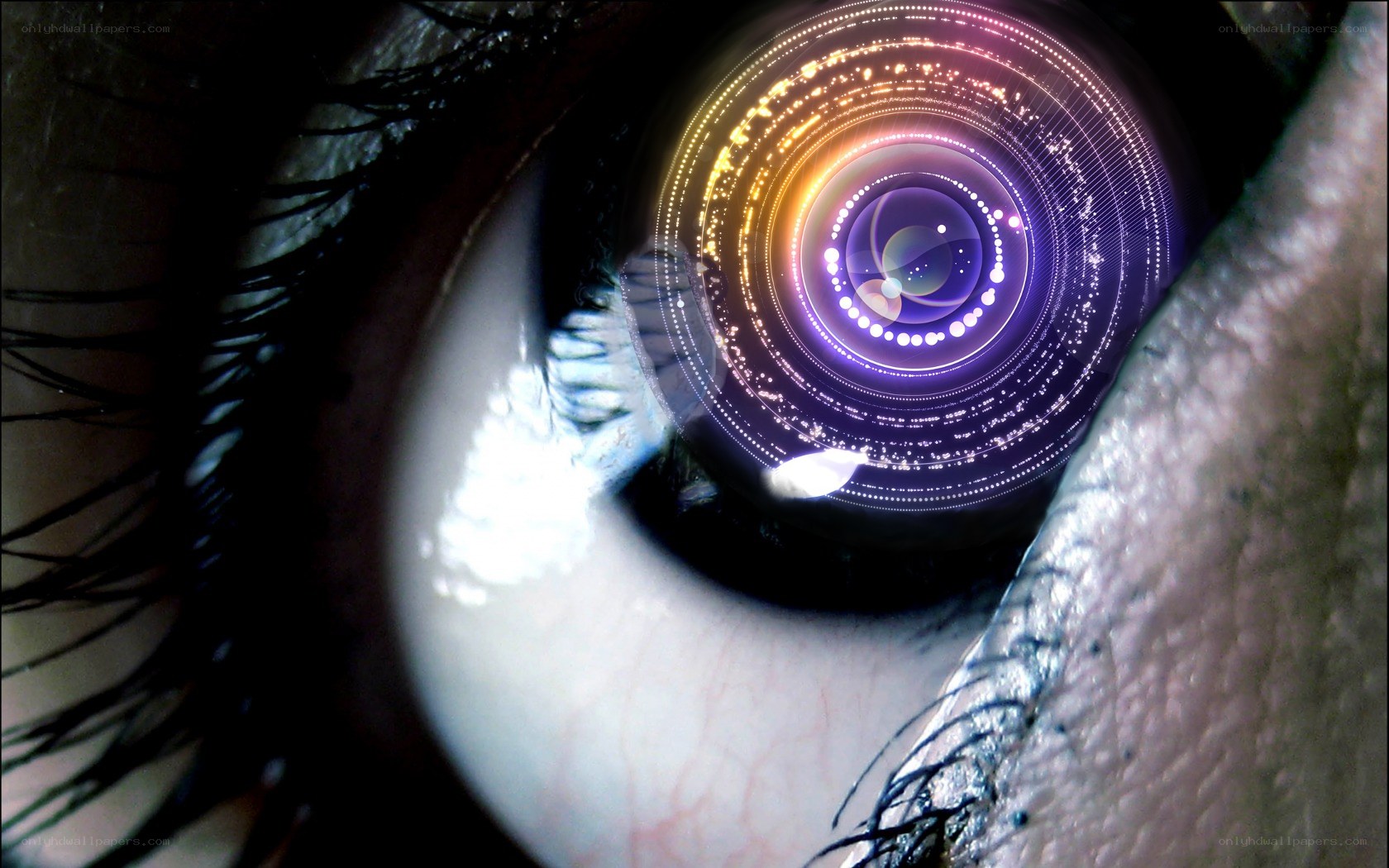 eye with digital lens effect