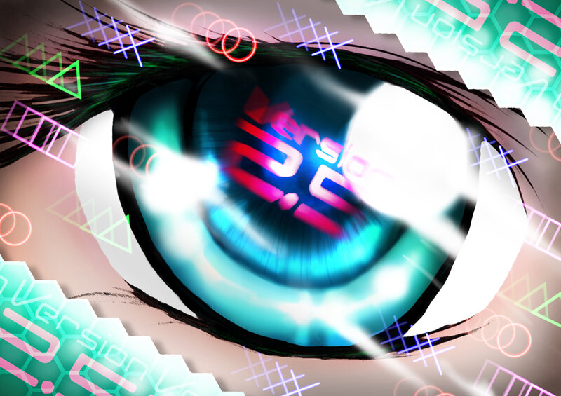 Eye with Digital Overlay — Blue