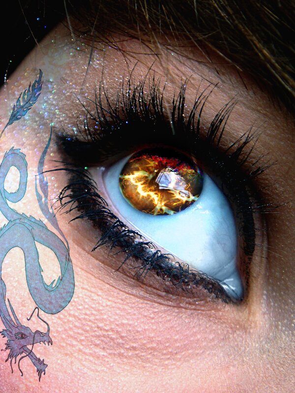 eye with dragon tattoo