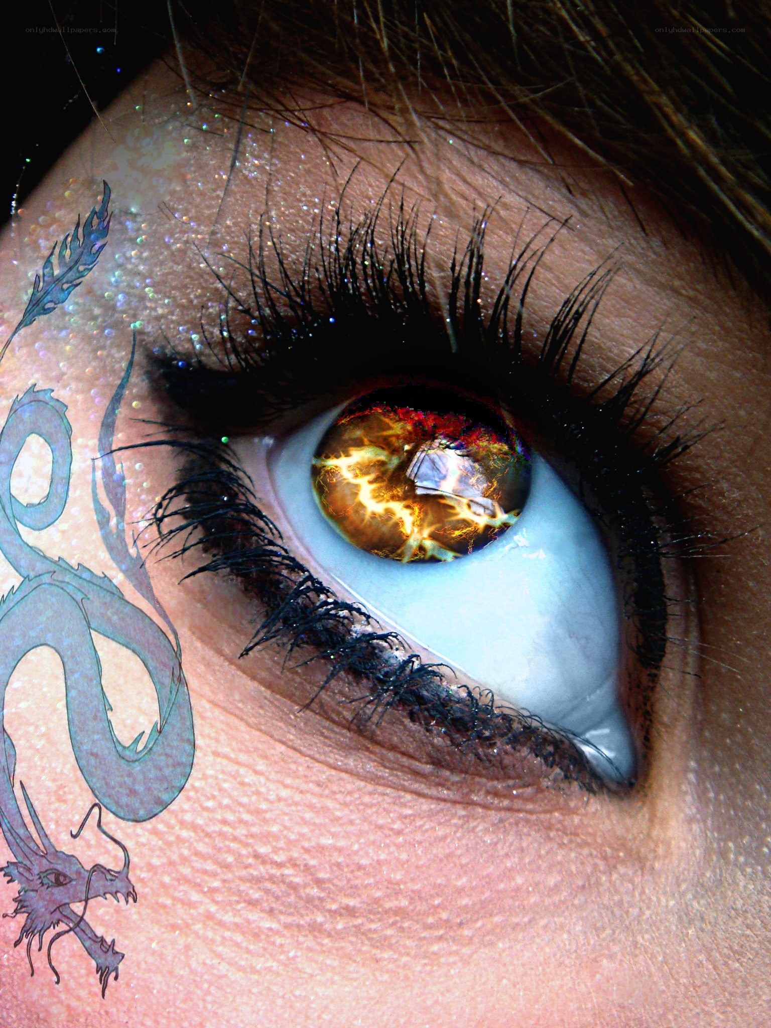 eye with dragon tattoo