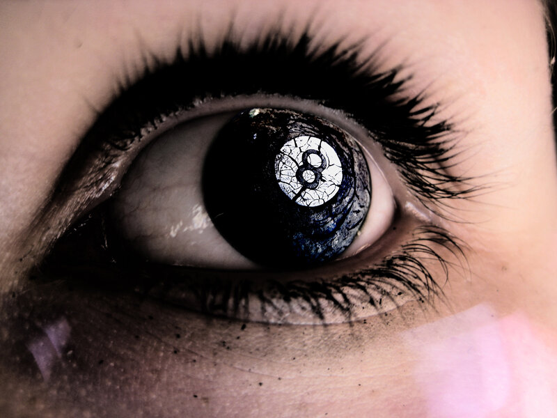 eye with eight-ball reflection