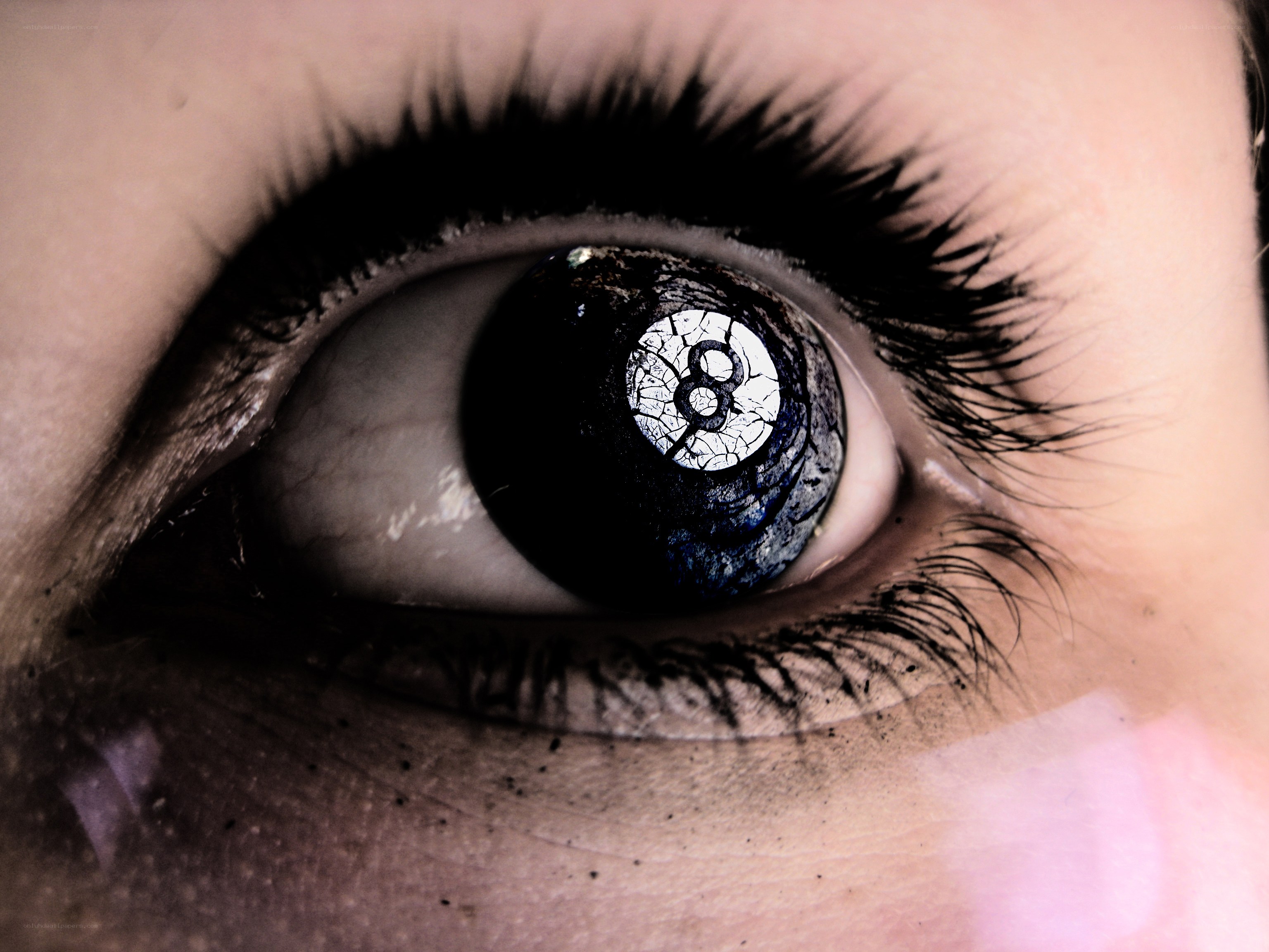 eye with eight-ball reflection