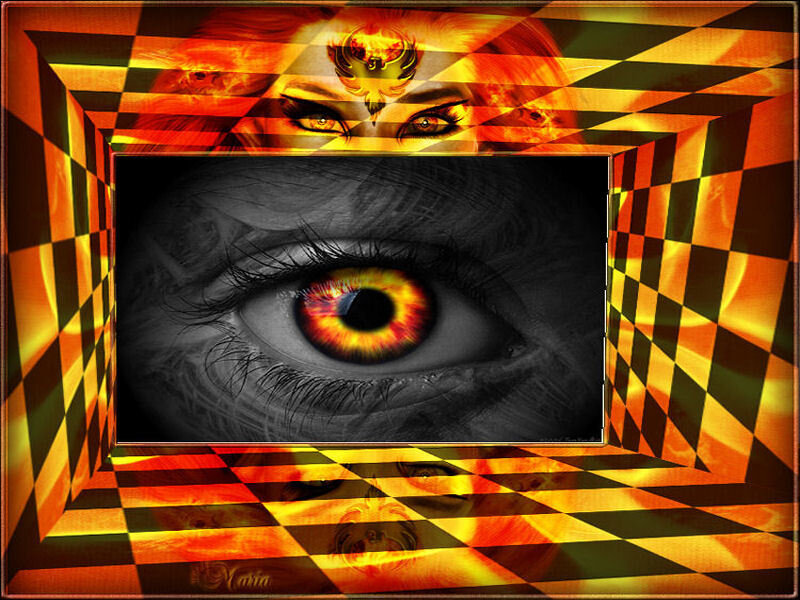 Eye with fiery iris
