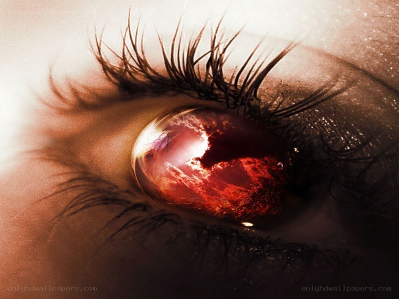 eye with fiery reflection