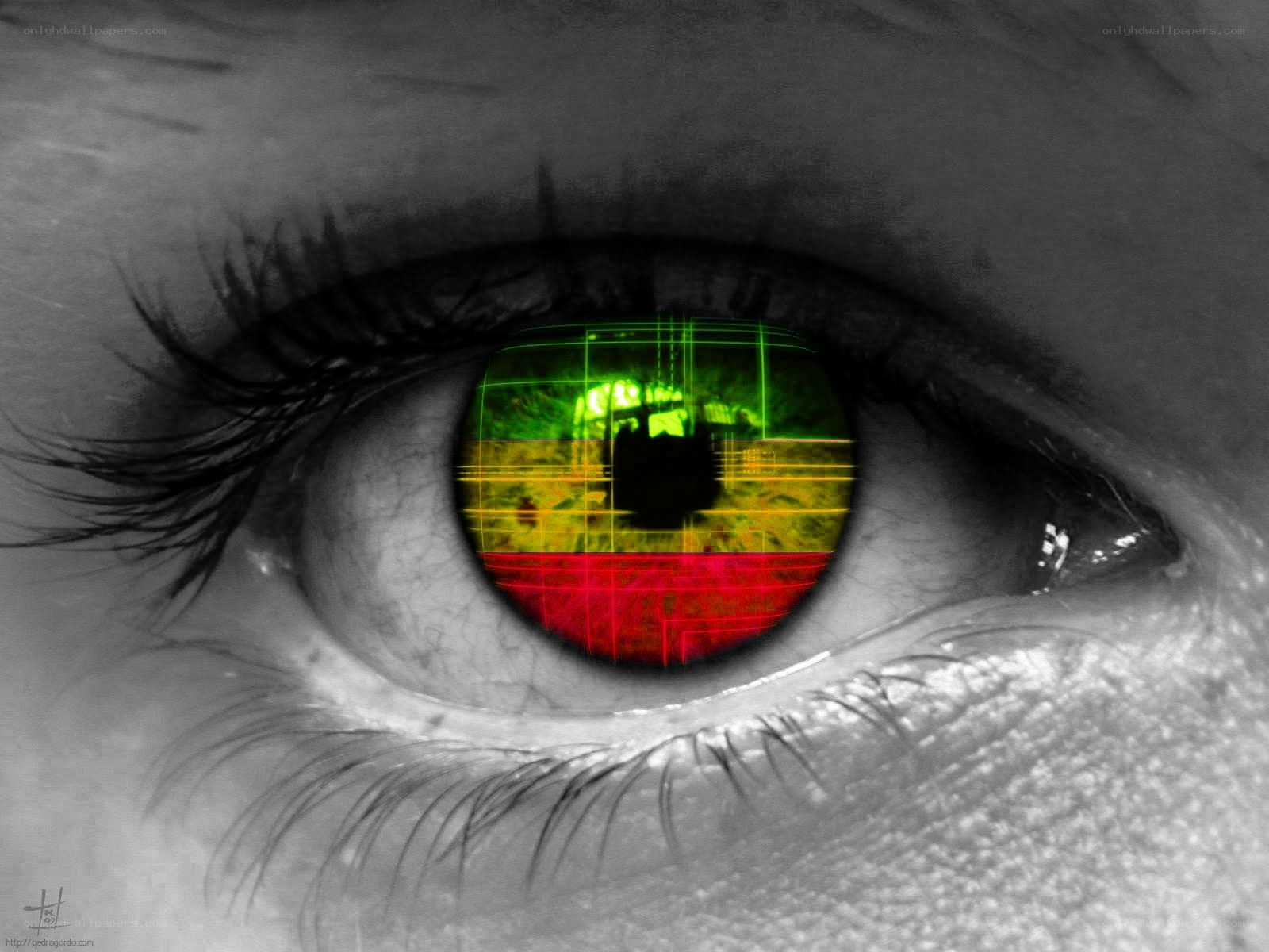 eye with flag reflection