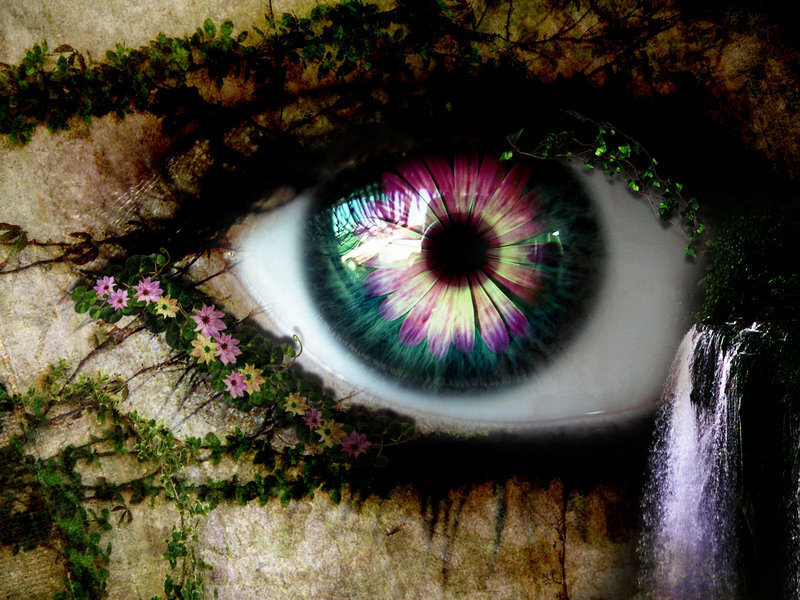 Eye with Flower Iris — Green