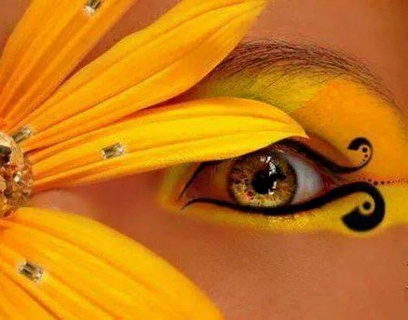 Eye with Flower Makeup
