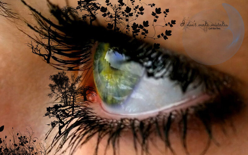 eye with forest reflection