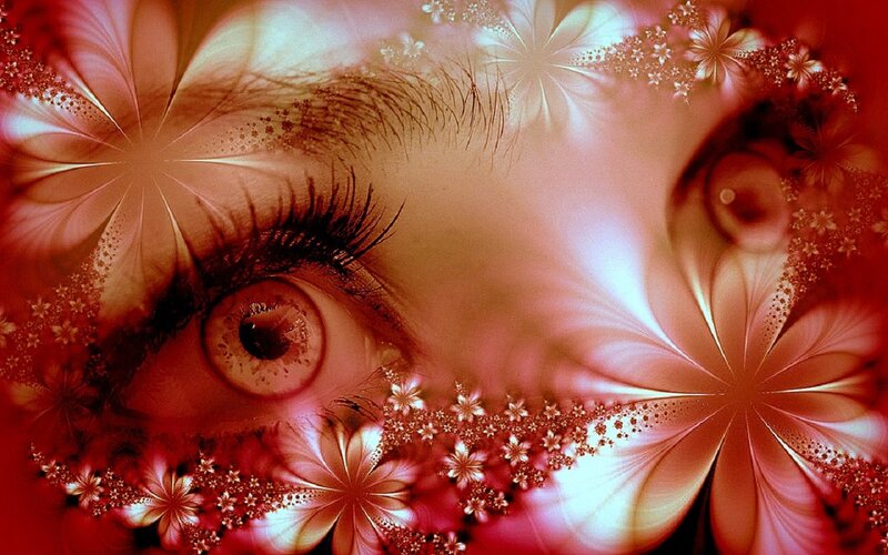 Eye with Fractal Flowers — Red