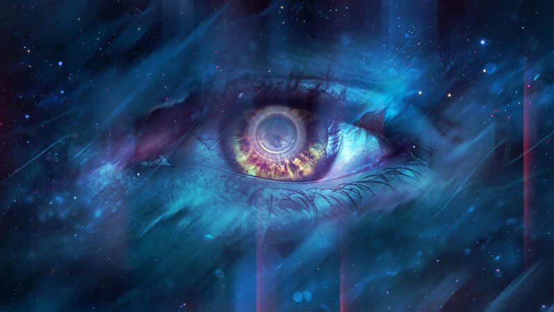 Eye with Galaxy Pattern — Blue